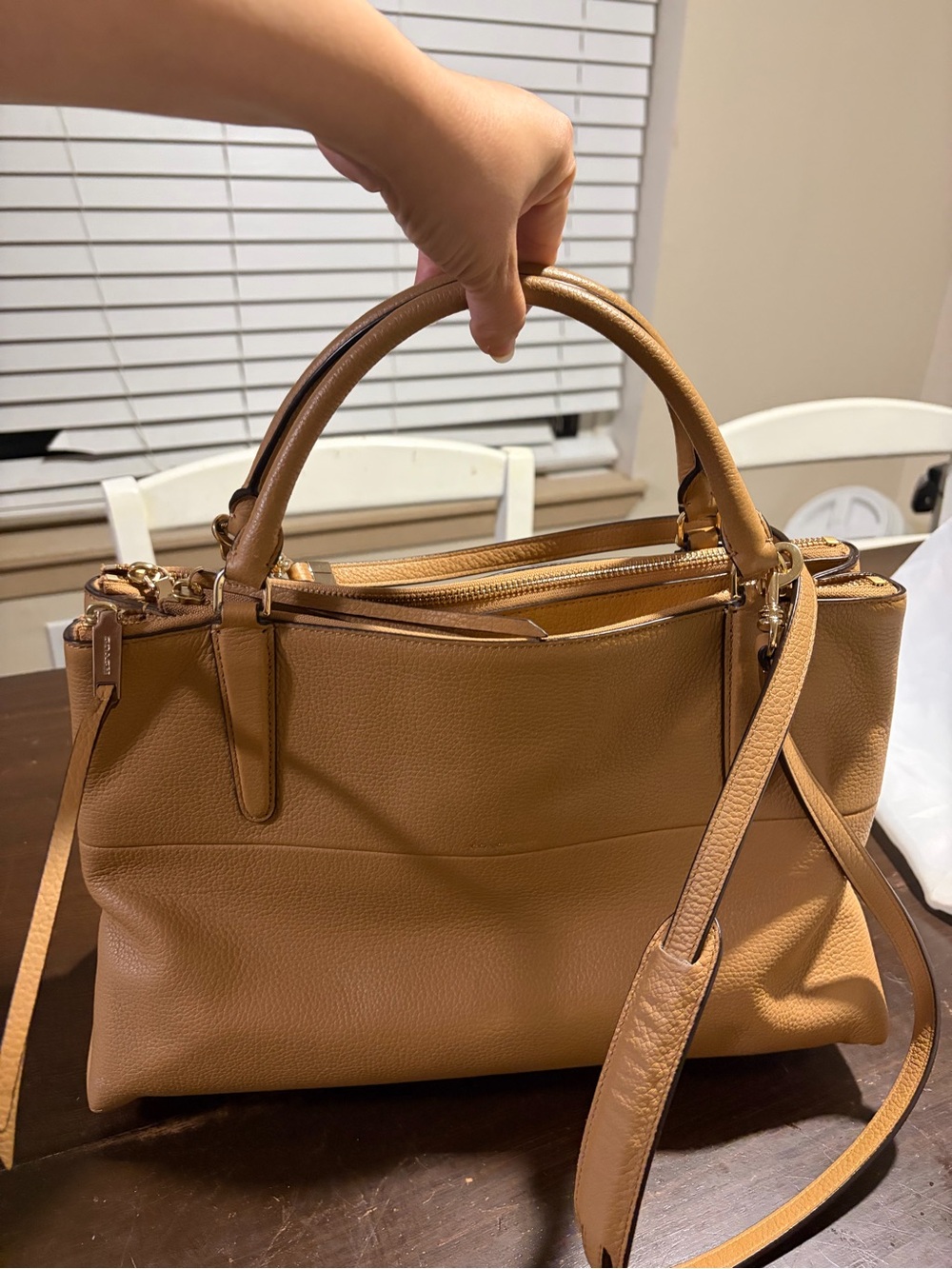 Coach pebbled leather Borough Bag in Tan